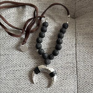 Marlyn Schiff Black and Silver Crescent Necklace